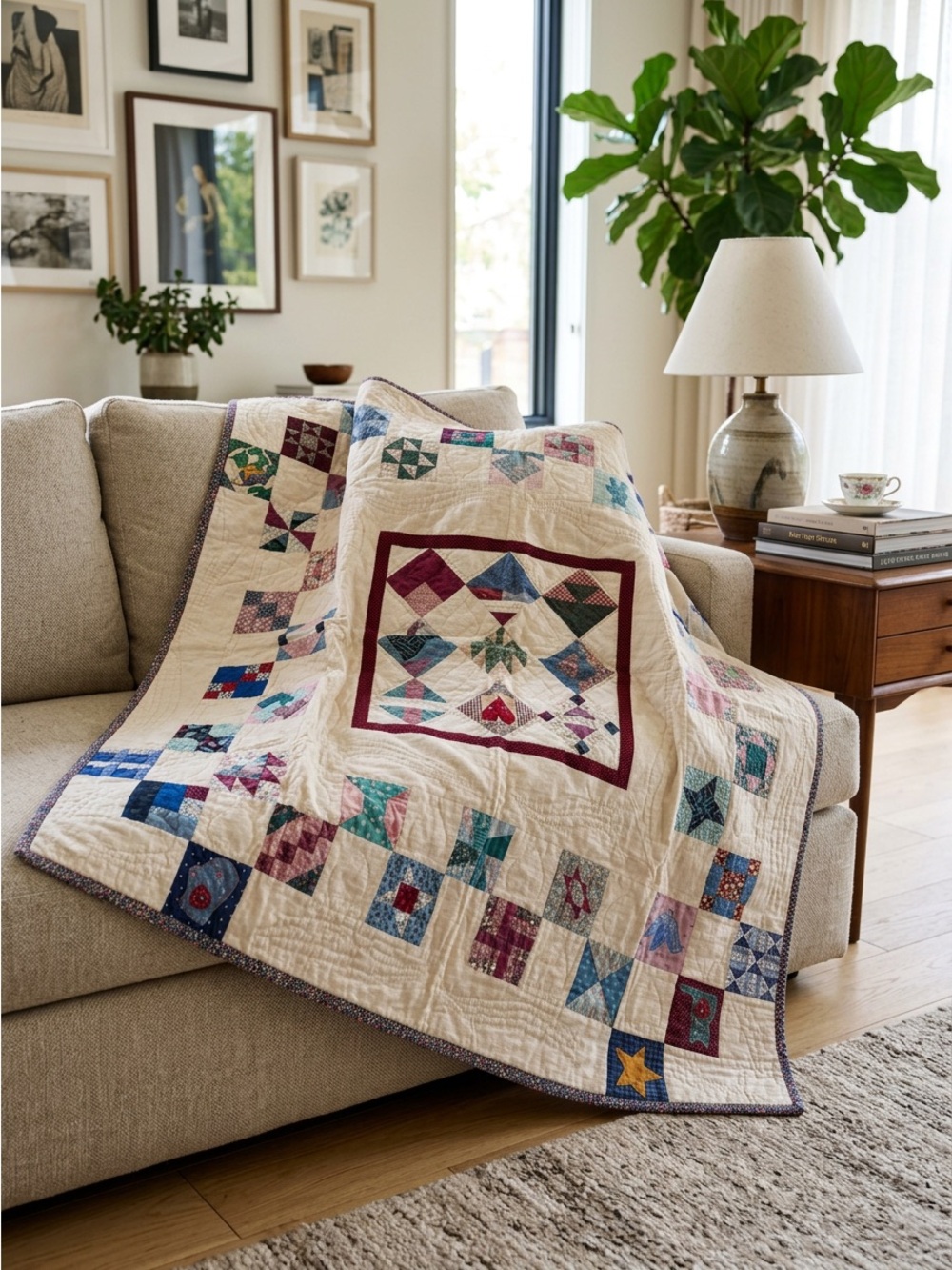 HANDMADE QUILT 38x38 - SOLD AS IS